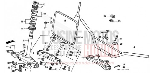 HANDLE PIPE/TOP BRIDGE/ STEERING STEM CR250RG de 1986